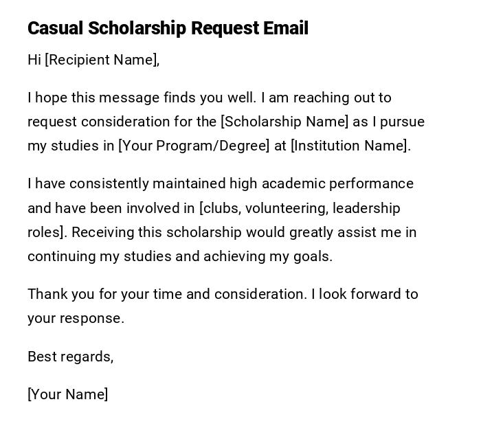 Casual Scholarship Request Email Casual Scholarship Request Email
