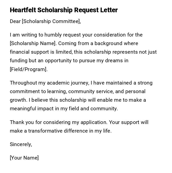Heartfelt Scholarship Request Letter Heartfelt Scholarship Request Letter