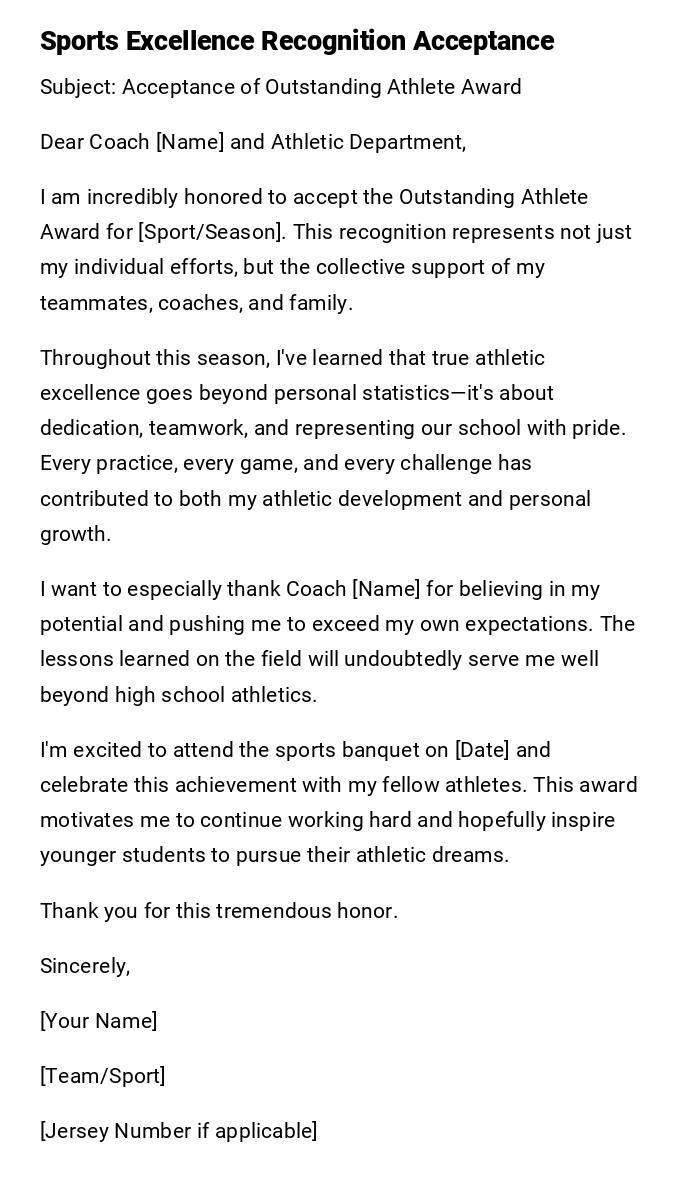 Sports Excellence Recognition Acceptance Sports Excellence Recognition Acceptance