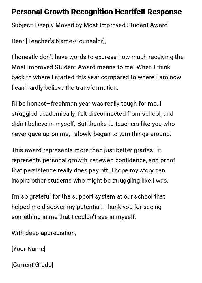 Personal Growth Recognition Heartfelt Response Personal Growth Recognition Heartfelt Response