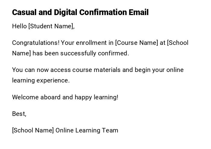 Casual and Digital Confirmation Email Casual and Digital Confirmation Email