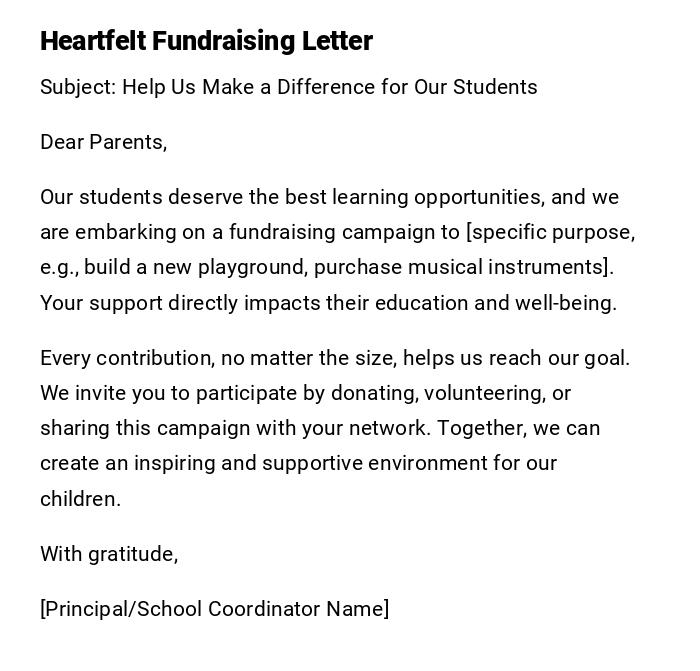 Heartfelt Fundraising Letter