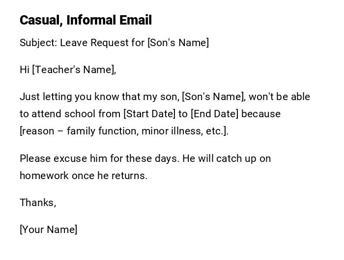 Casual, Informal Email Casual, Informal Email
