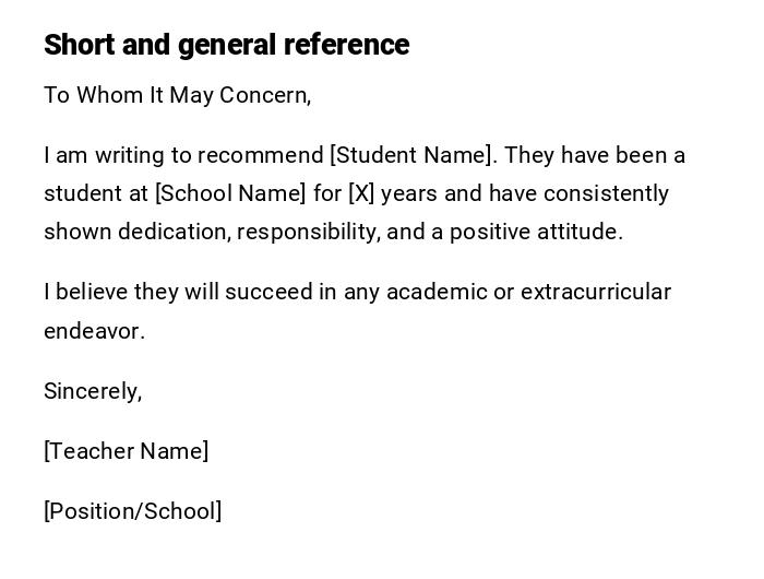 Short and general reference