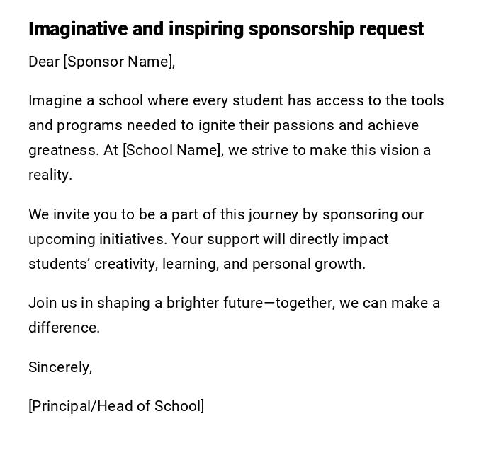 Imaginative and inspiring sponsorship request Imaginative and inspiring sponsorship request