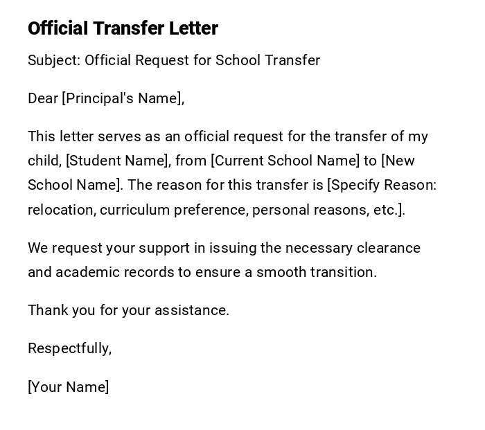 Official Transfer Letter