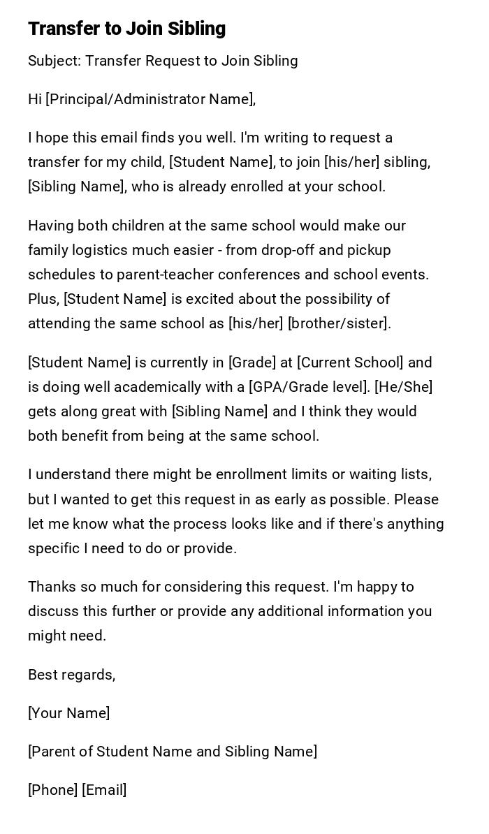 Transfer to Join Sibling Transfer to Join Sibling