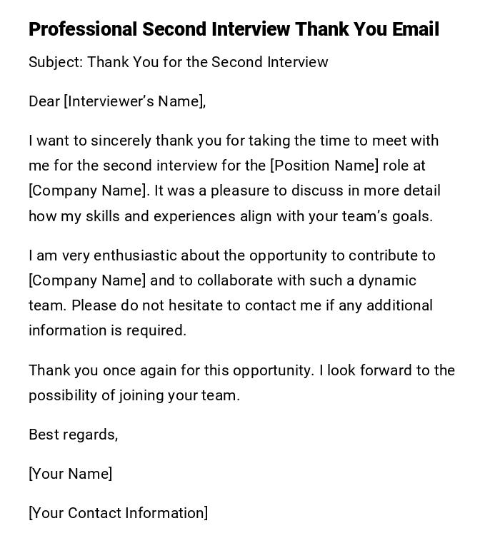 Professional Second Interview Thank You Email Professional Second Interview Thank You Email