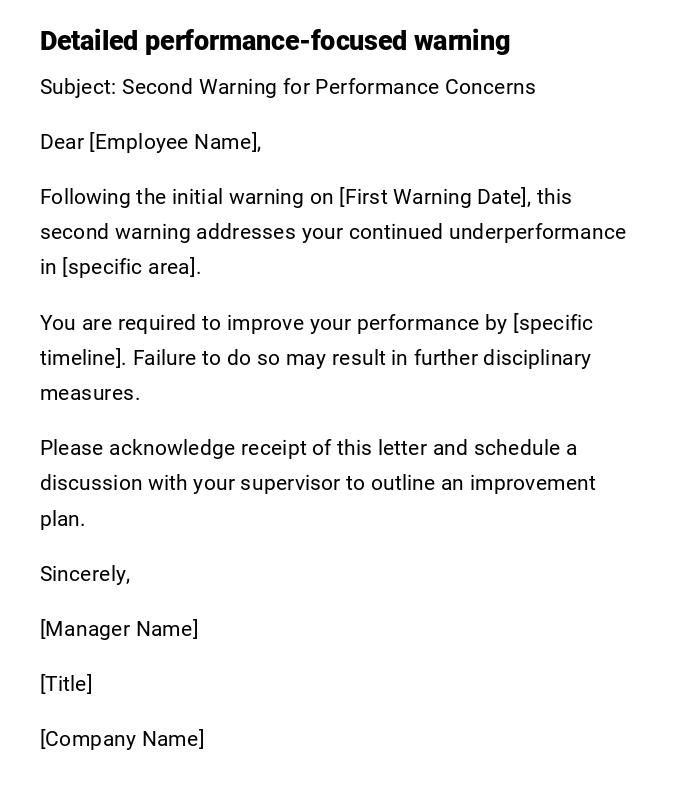 Detailed performance-focused warning