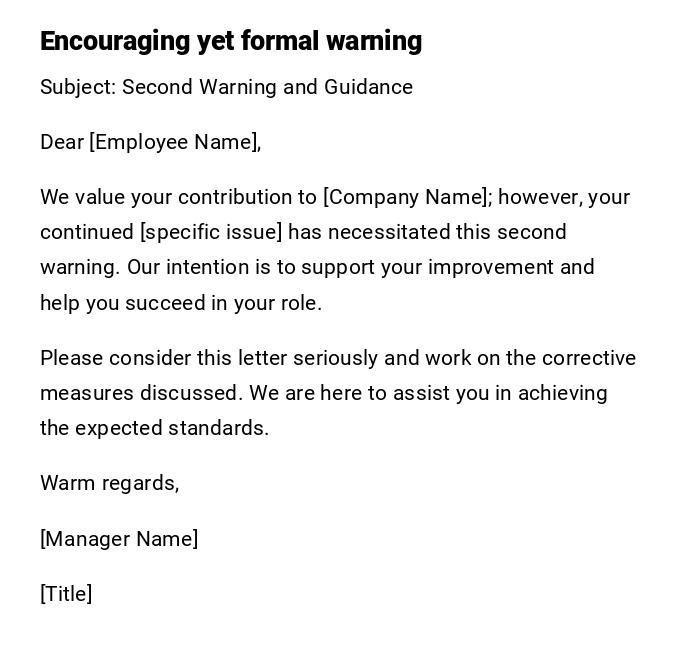 Encouraging yet formal warning