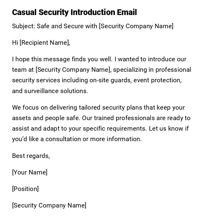 Casual Security Introduction Email Casual Security Introduction Email