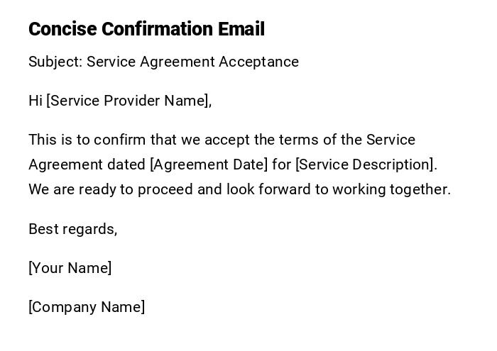 Concise Confirmation Email Concise Confirmation Email