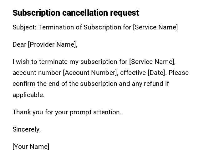 Subscription cancellation request