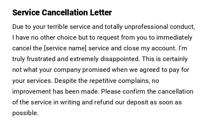 Service Cancellation Letter