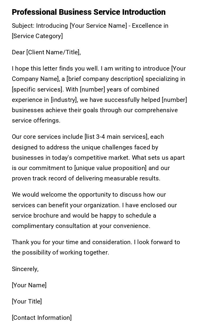 Professional Business Service Introduction Professional Business Service Introduction