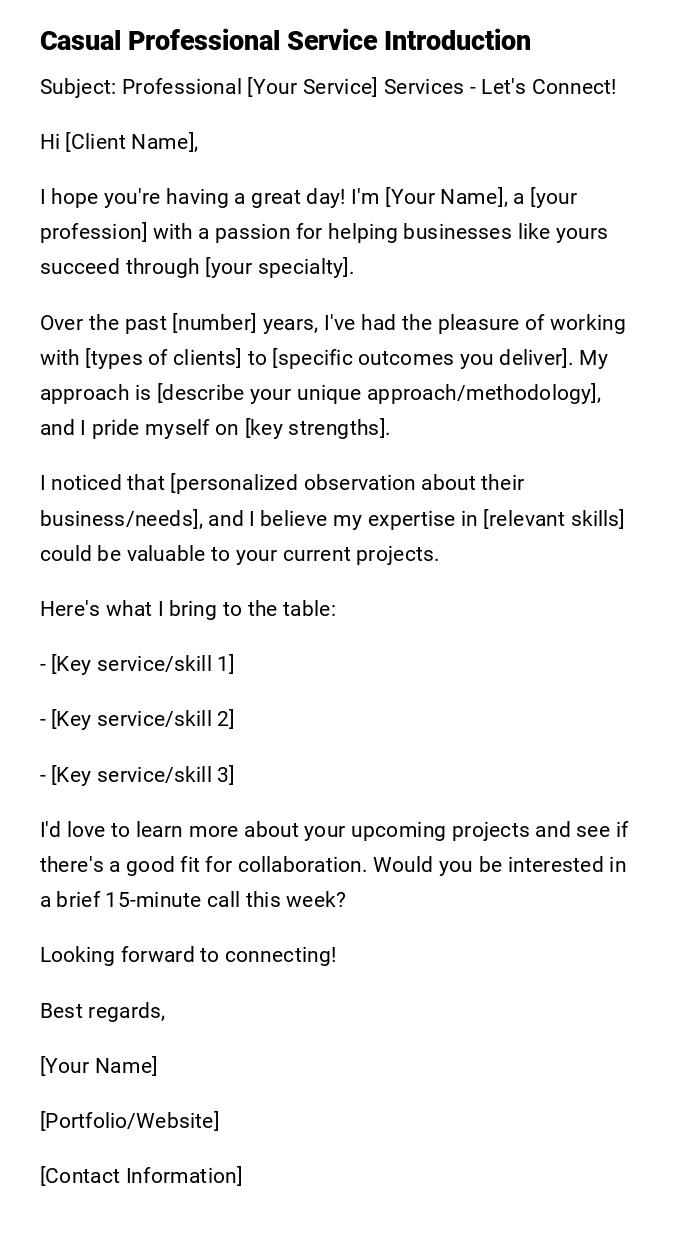 Casual Professional Service Introduction Casual Professional Service Introduction