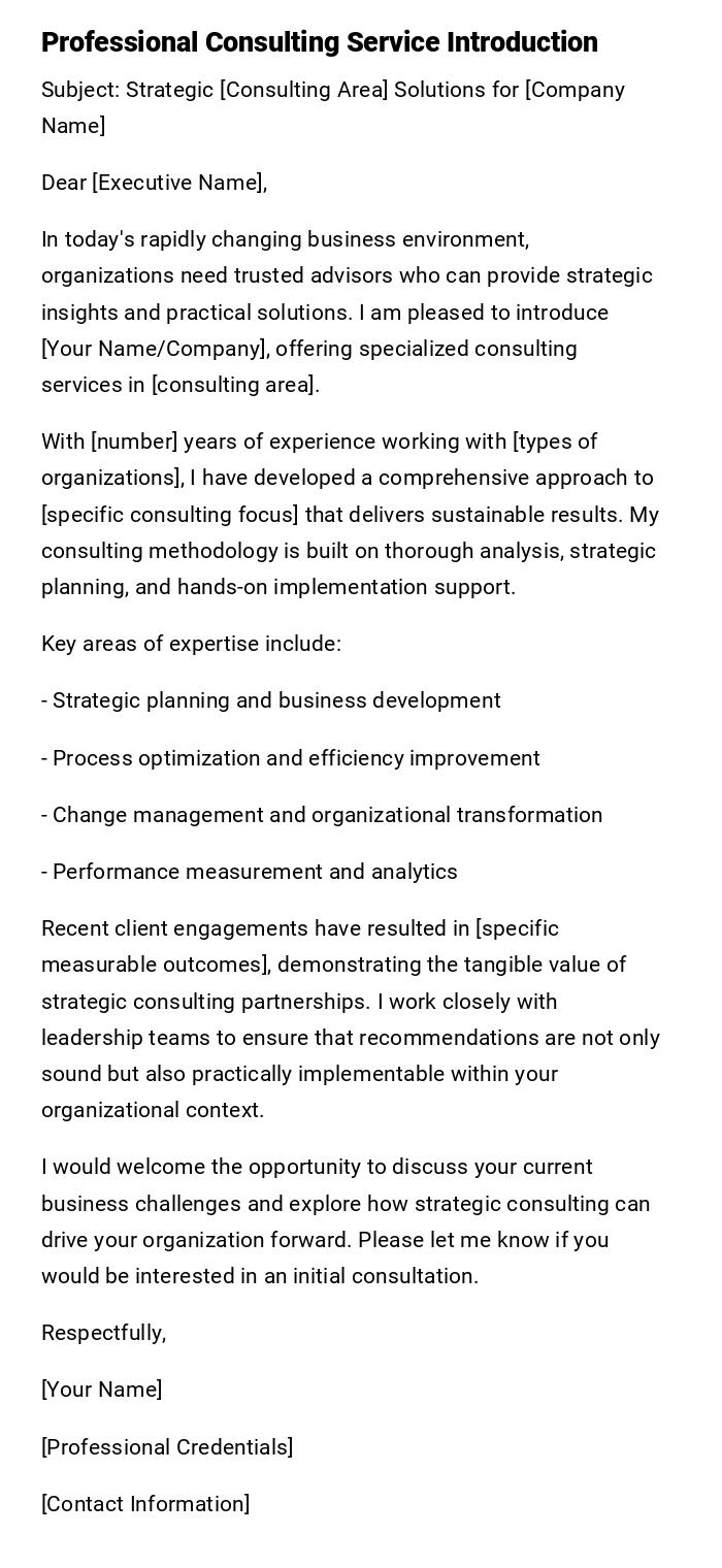 Professional Consulting Service Introduction Professional Consulting Service Introduction