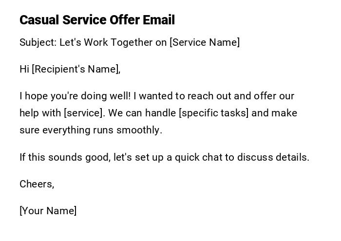 Casual Service Offer Email Casual Service Offer Email