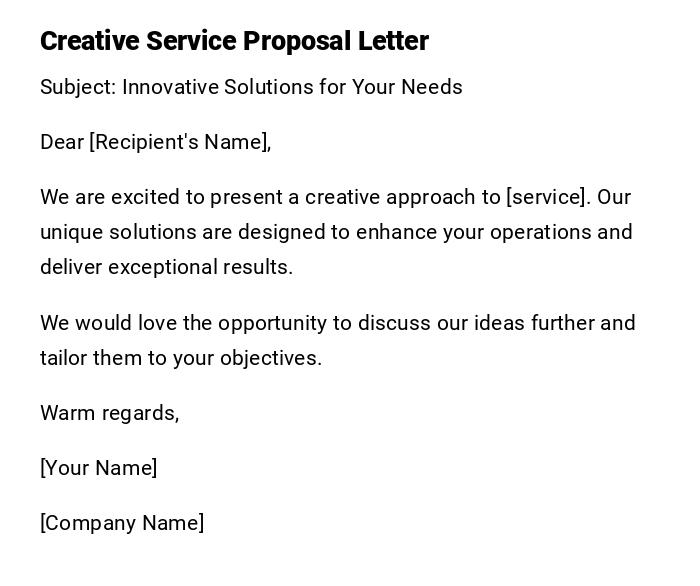 Creative Service Proposal Letter Creative Service Proposal Letter