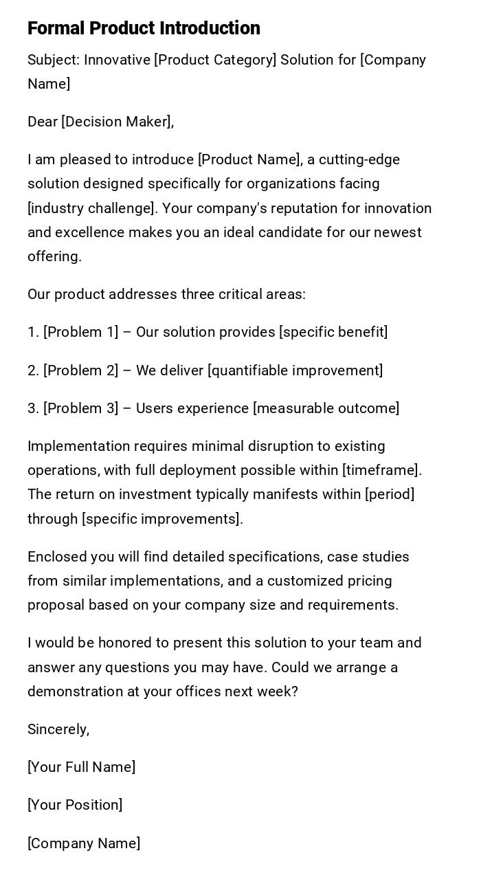 Formal Product Introduction Formal Product Introduction