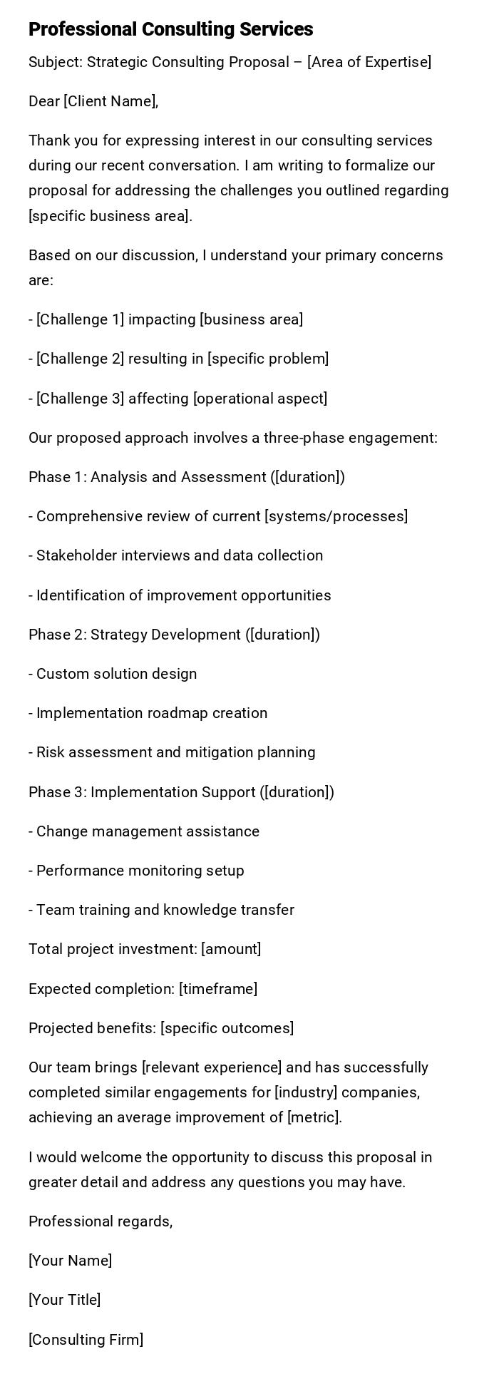 Professional Consulting Services Professional Consulting Services