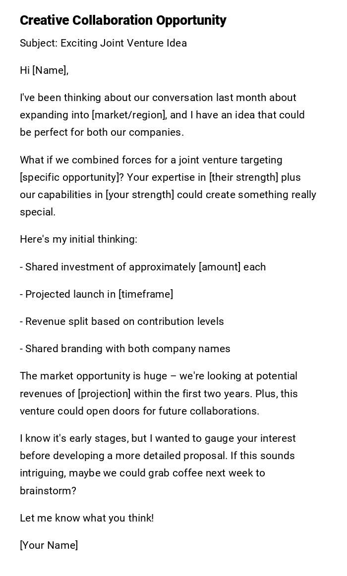 Creative Collaboration Opportunity Creative Collaboration Opportunity