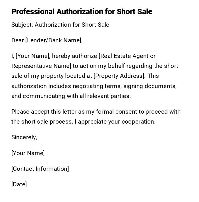 Professional Authorization for Short Sale