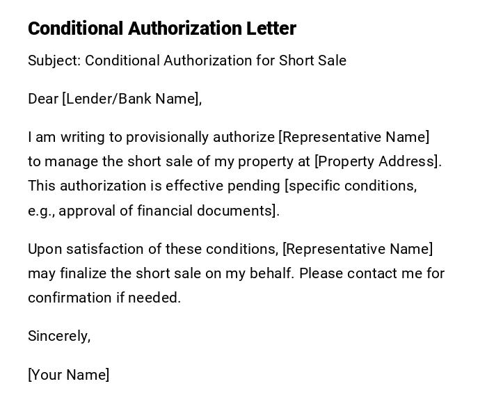 Conditional Authorization Letter