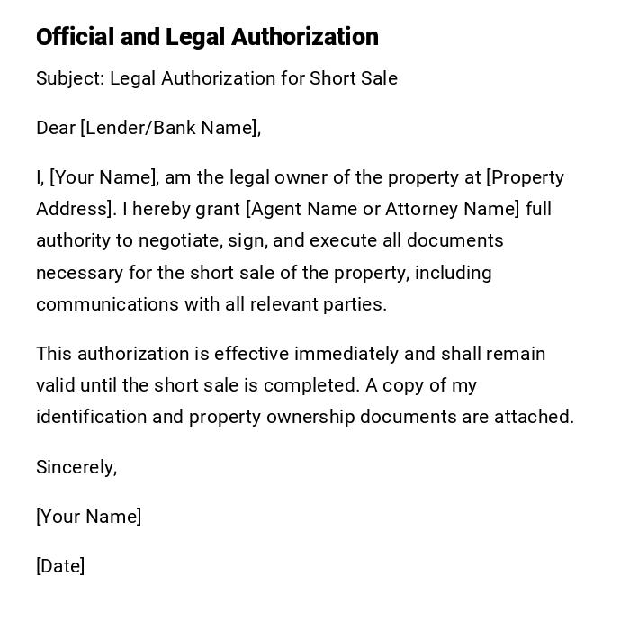 Official and Legal Authorization