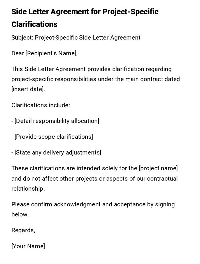 Side Letter Agreement for Project-Specific Clarifications Side Letter Agreement for Project-Specific Clarifications