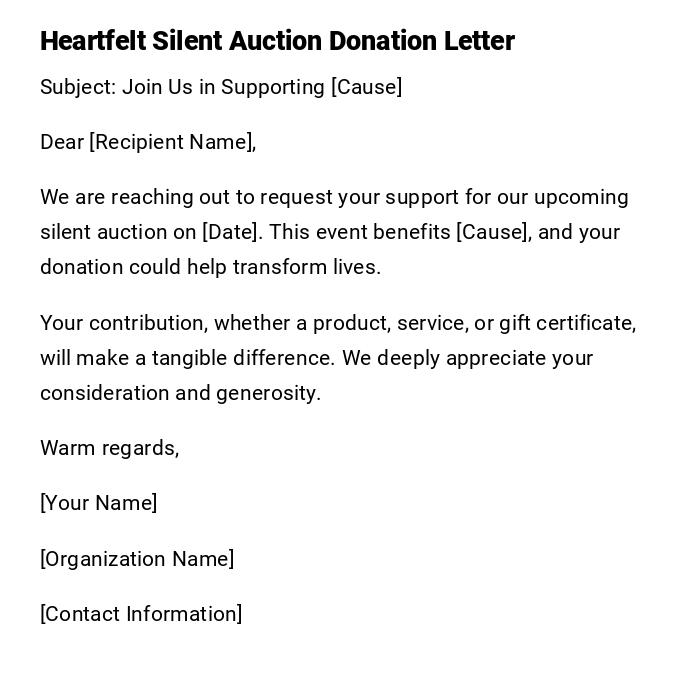 Heartfelt Silent Auction Donation Letter Heartfelt Silent Auction Donation Letter