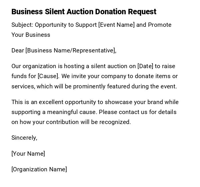 Business Silent Auction Donation Request Business Silent Auction Donation Request