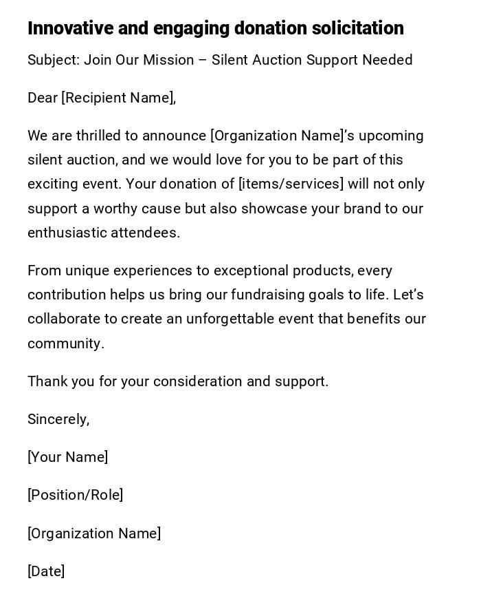 Innovative and engaging donation solicitation Innovative and engaging donation solicitation