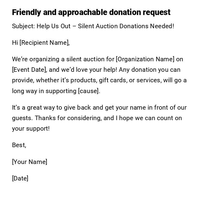 Friendly and approachable donation request Friendly and approachable donation request