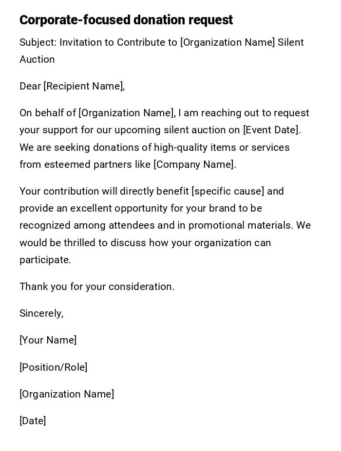 Corporate-focused donation request Corporate-focused donation request