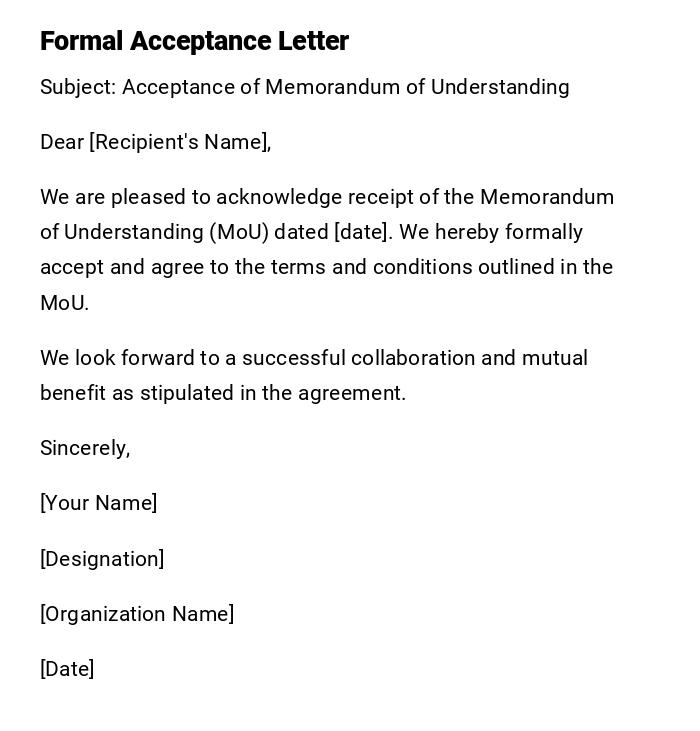 Formal Acceptance Letter Formal Acceptance Letter