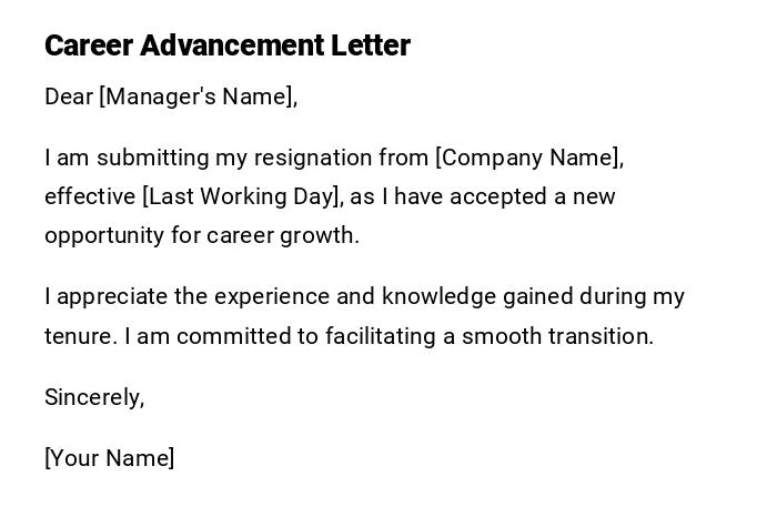 Career Advancement Letter