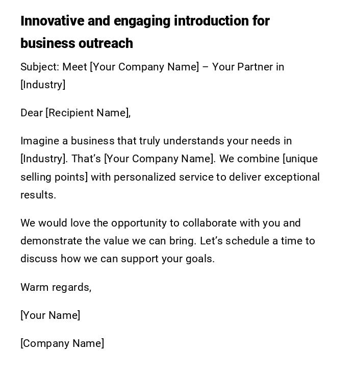 Innovative and engaging introduction for business outreach Innovative and engaging introduction for business outreach