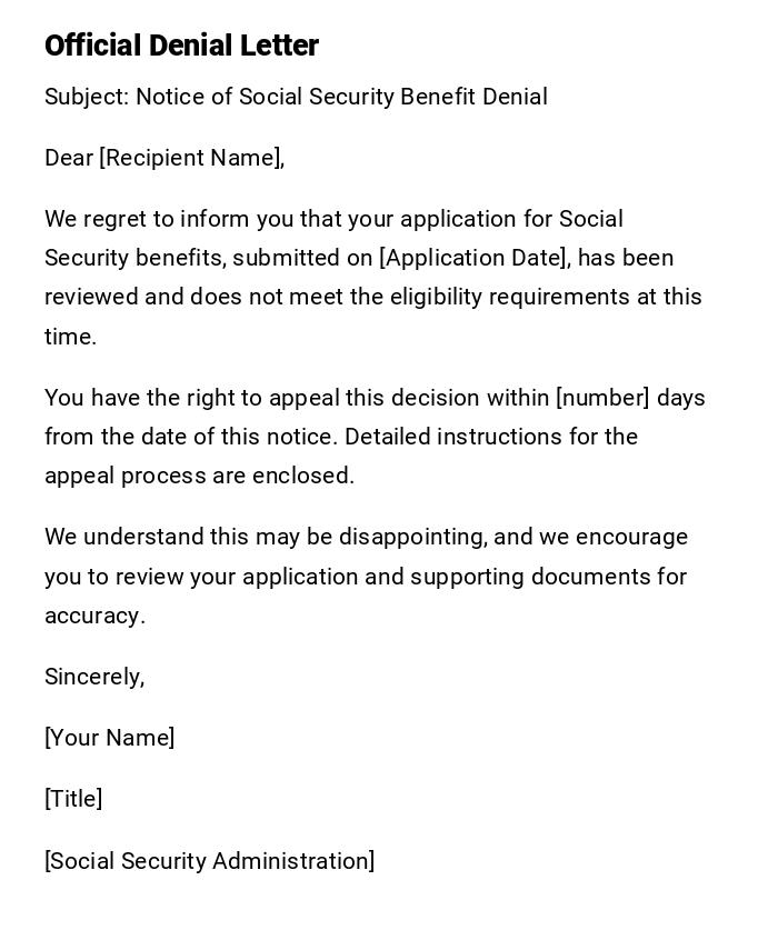 Official Denial Letter Official Denial Letter