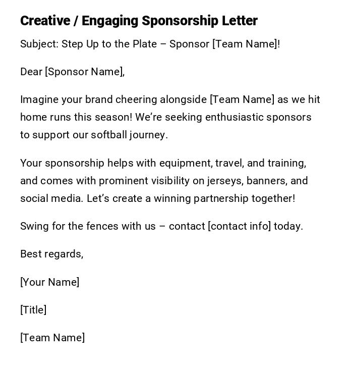 Creative / Engaging Sponsorship Letter Creative / Engaging Sponsorship Letter