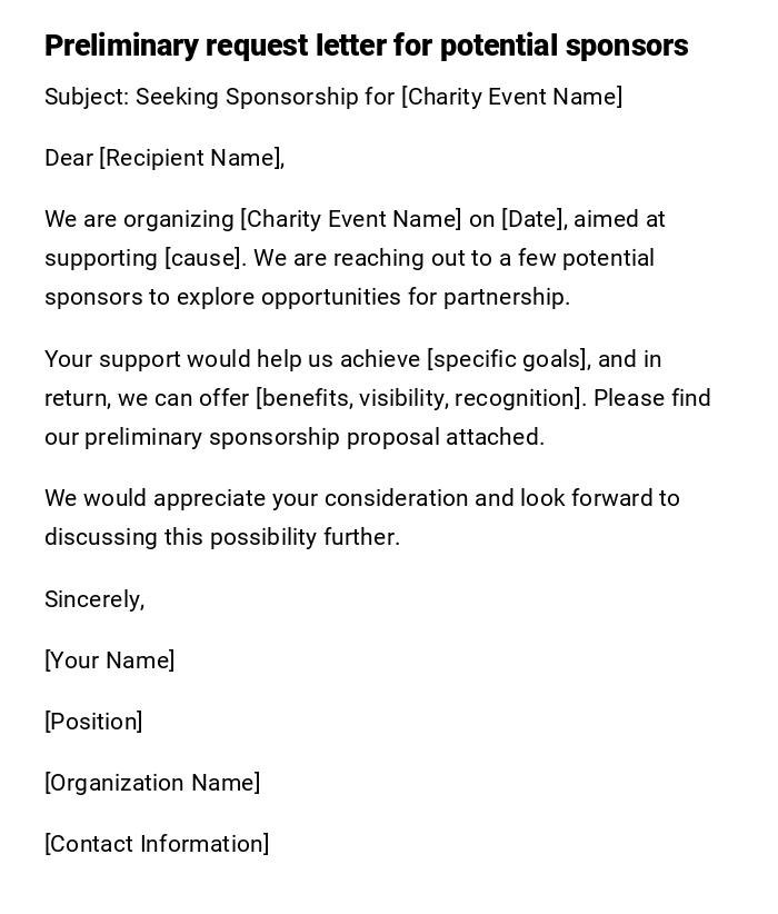 Preliminary request letter for potential sponsors