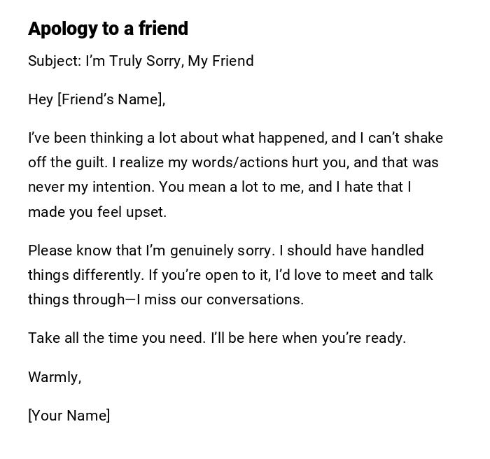 Apology to a friend Apology to a friend