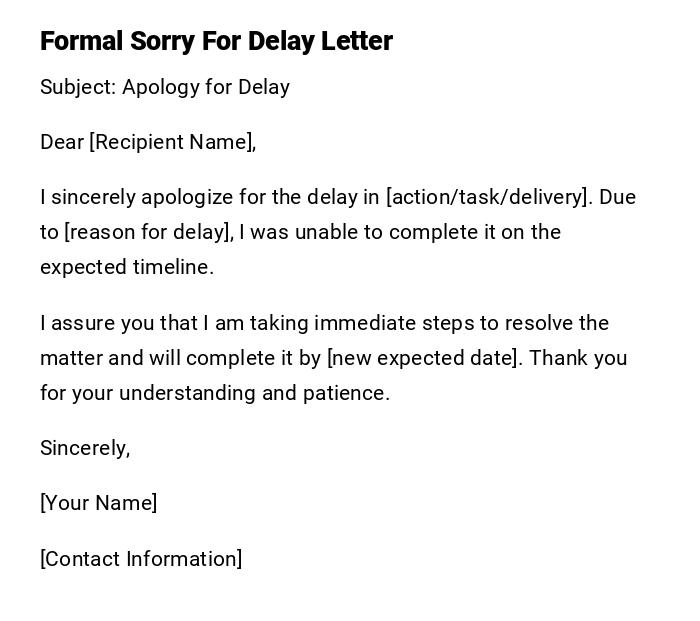 Formal Sorry For Delay Letter Formal Sorry For Delay Letter
