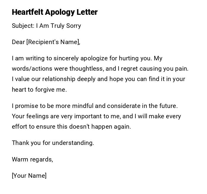 Heartfelt Apology Letter Heartfelt Apology Letter
