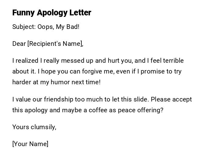 Funny Apology Letter Funny Apology Letter