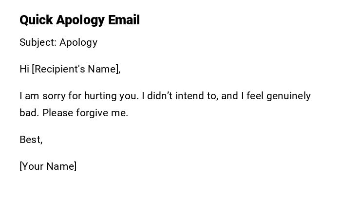 Quick Apology Email Quick Apology Email