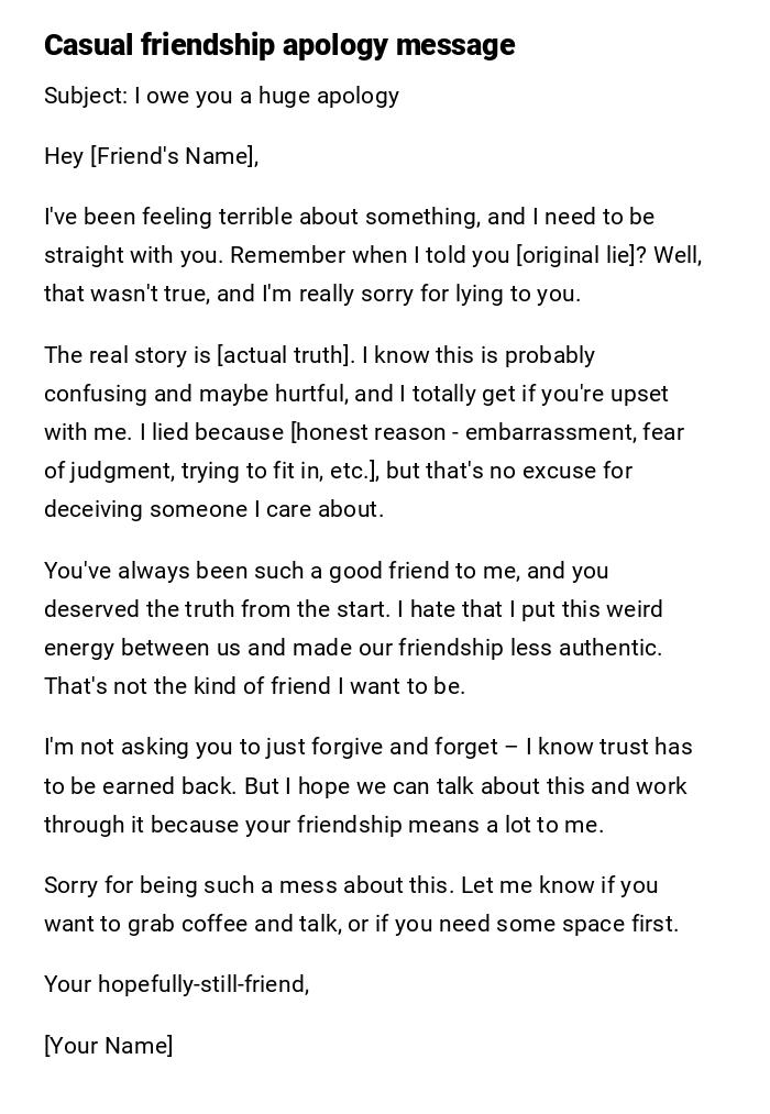 Casual friendship apology message Casual friendship apology message