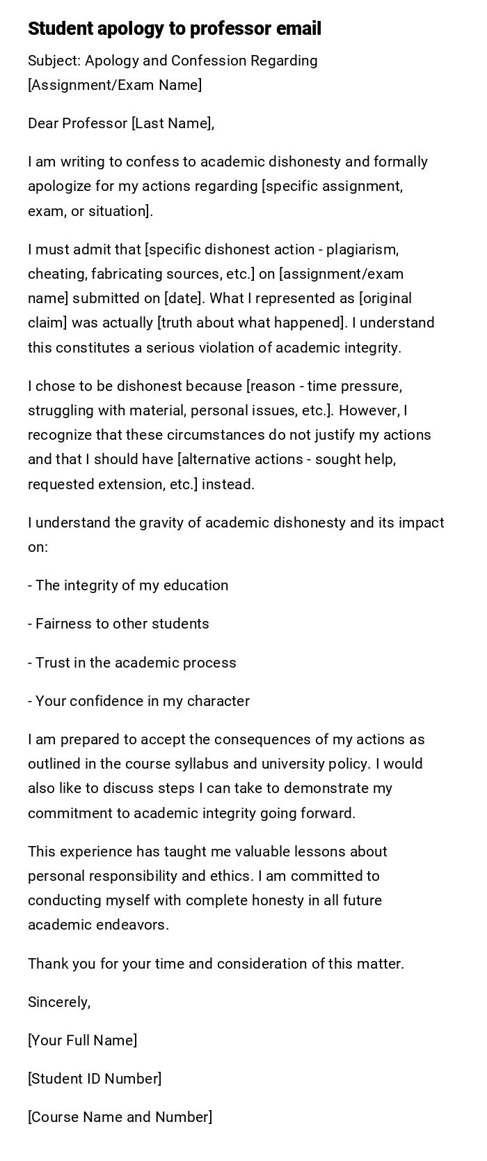 Student apology to professor email Student apology to professor email