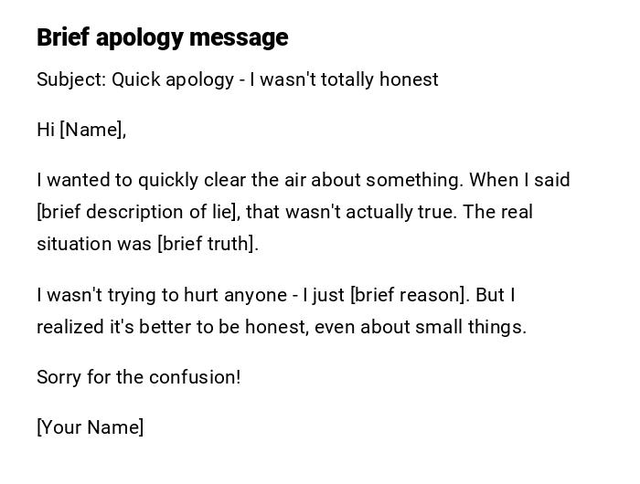 Brief apology message Brief apology message