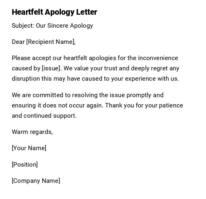 Heartfelt Apology Letter Heartfelt Apology Letter